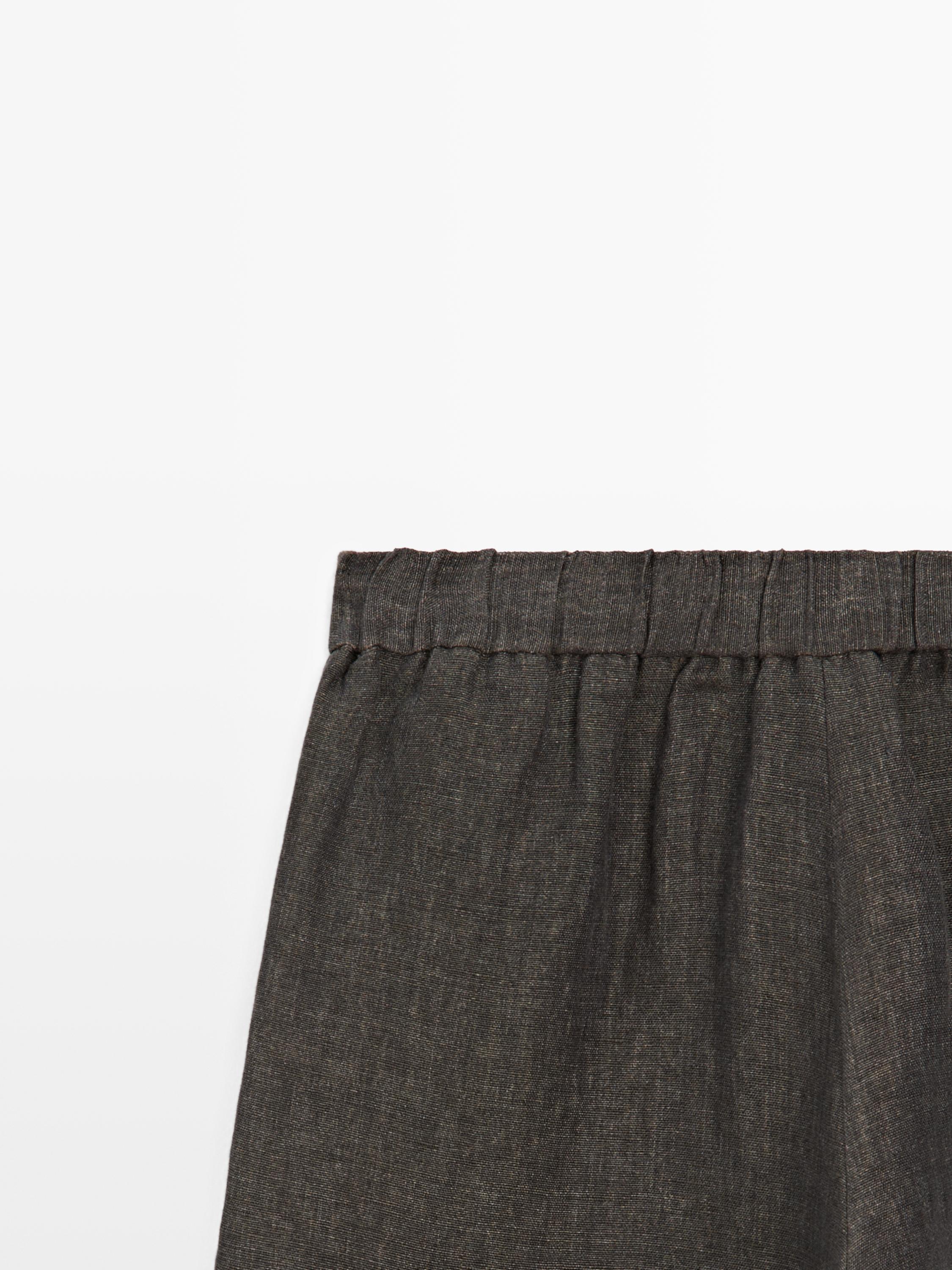 Linen barrel fit trousers